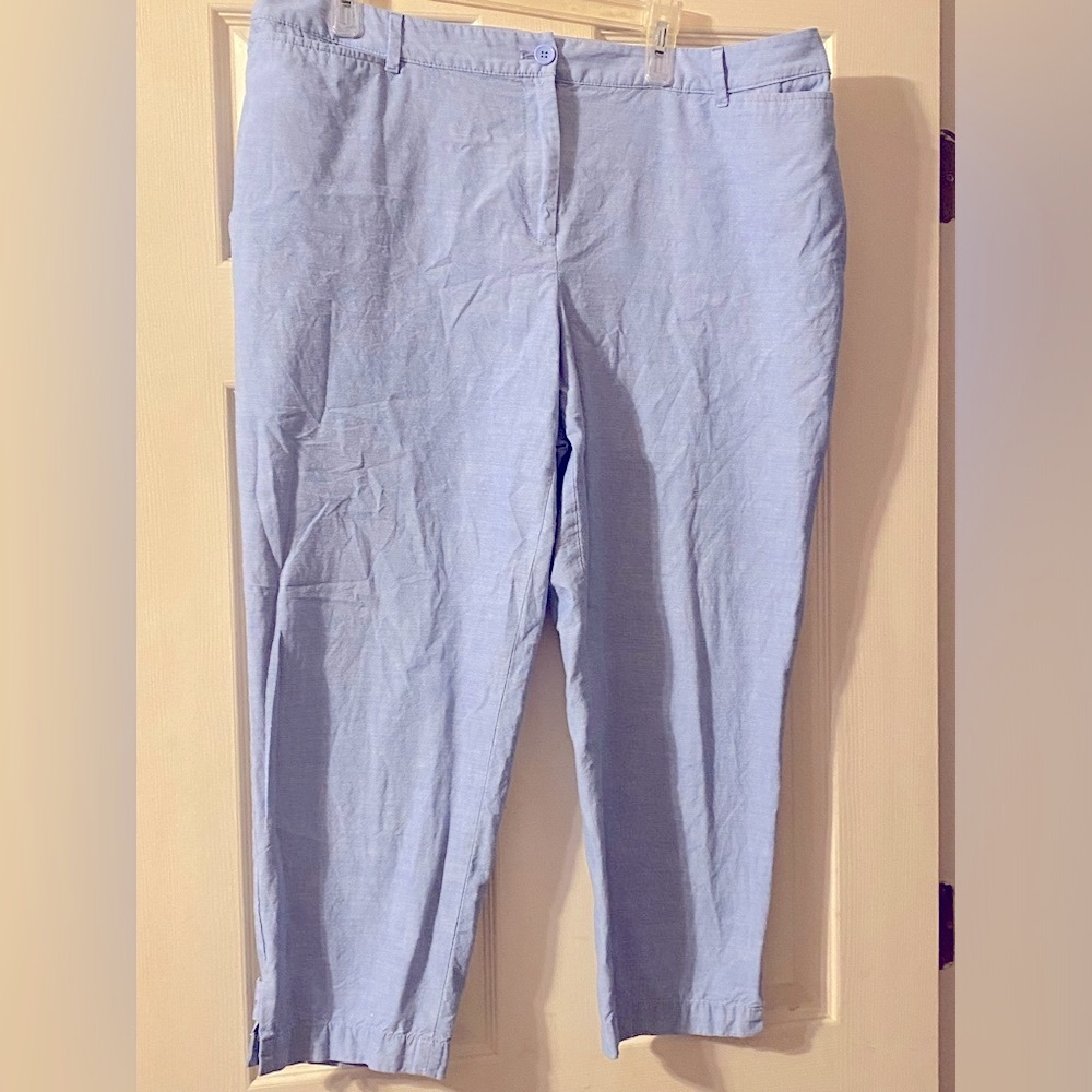 Talbots Womens Light Blue cotton Perfectly Cropped Pant Size 16W